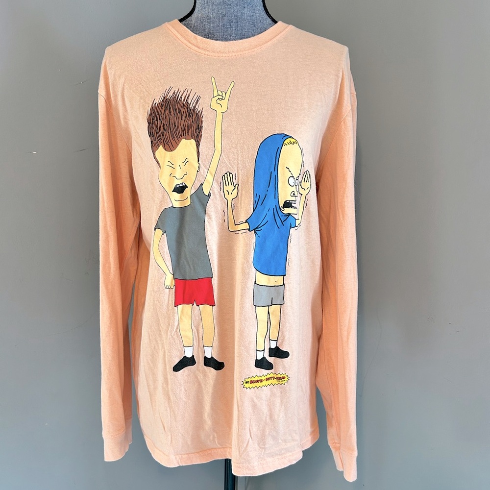 Beavis & Butthead Graphic Long Sleeve T Shirt Size L